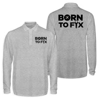 Thumbnail for Born To Fix Airplanes Designed Long Sleeve Polo T-Shirts (Double-Side)