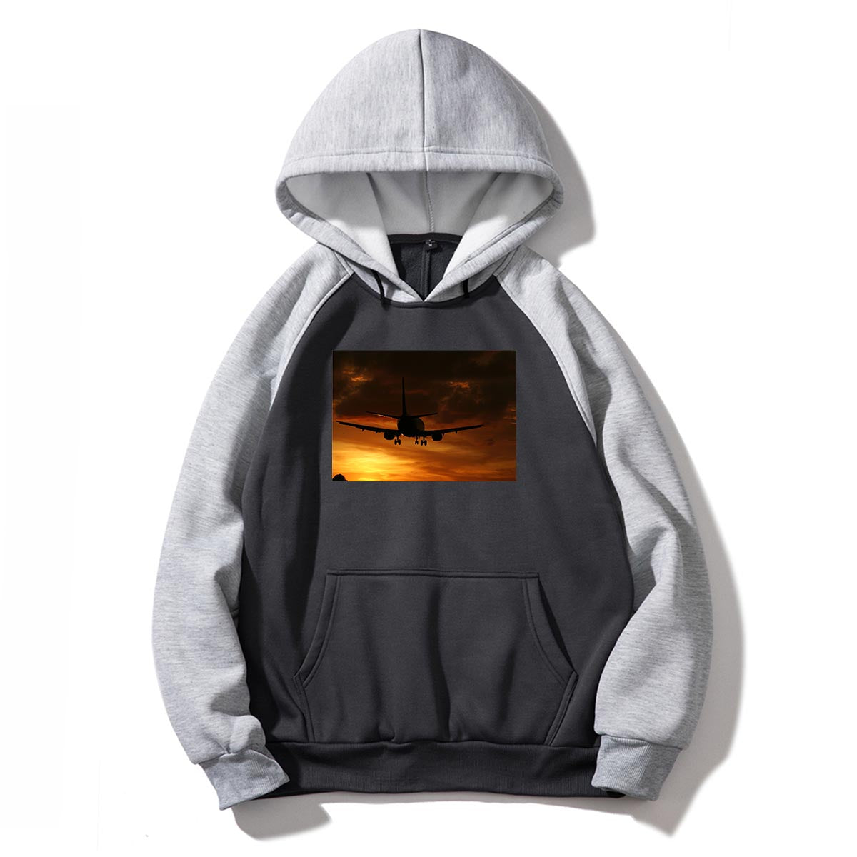 Beautiful Aircraft Landing at Sunset Designed Colourful Hoodies