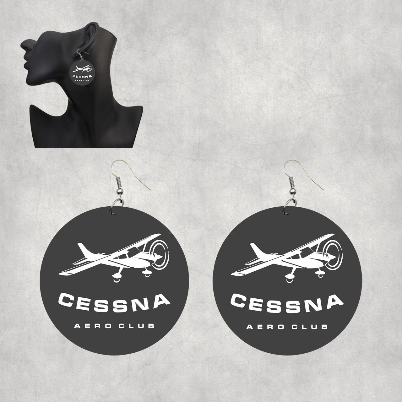 Cessna Aeroclub Designed Wooden Drop Earrings