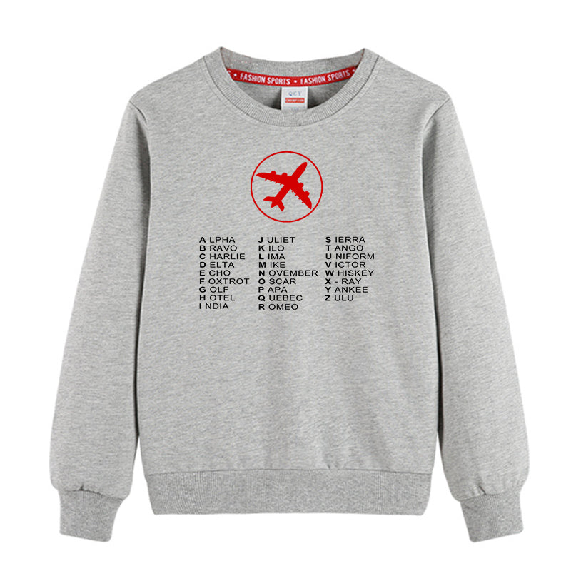 Aviation Alphabet 2 Designed "CHILDREN" Sweatshirts