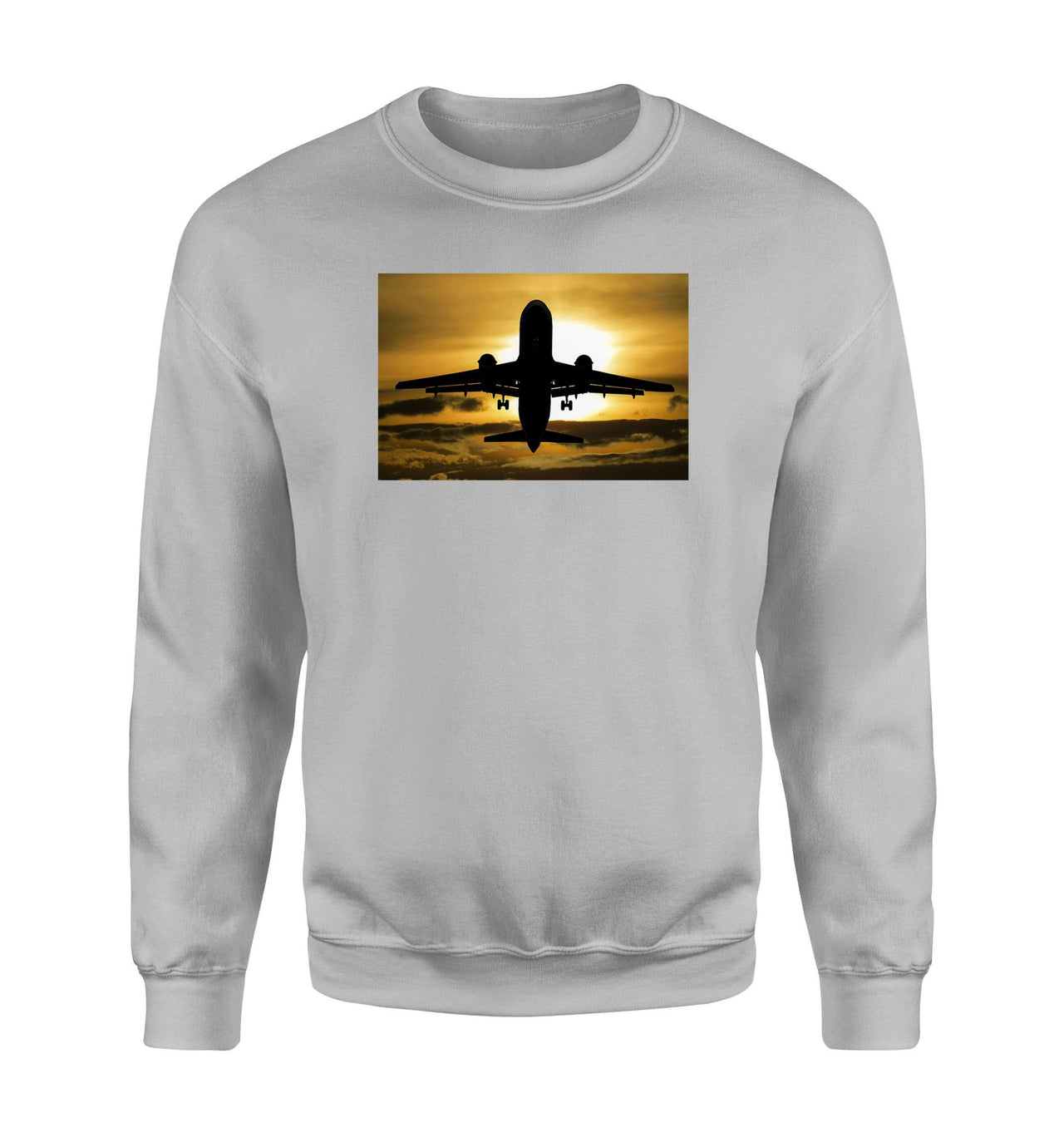 Departing Passanger Jet During Sunset Designed Sweatshirts