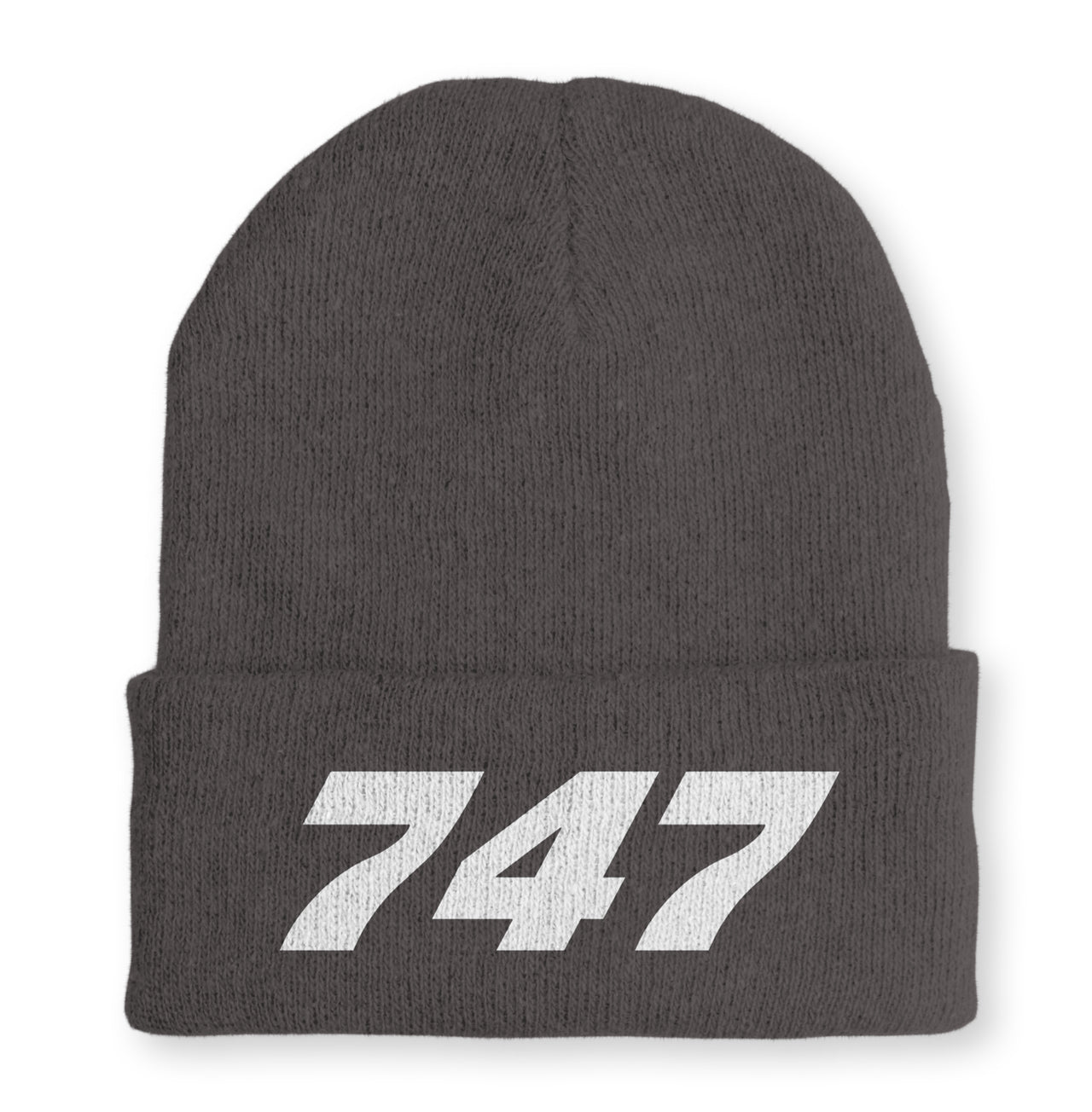 747 Flat Text Embroidered Beanies