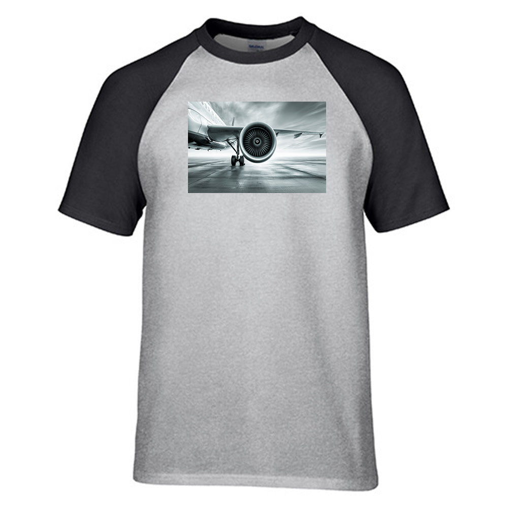 Super Cool Airliner Jet Engine Designed Raglan T-Shirts