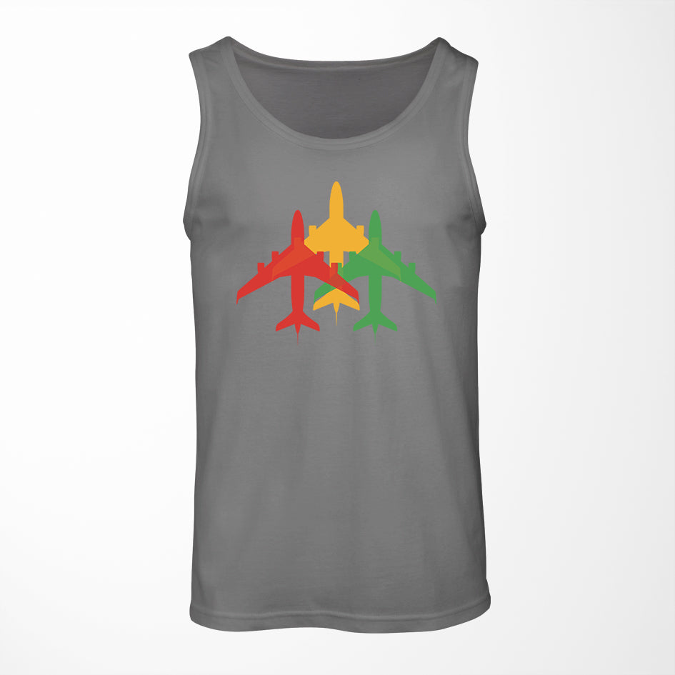 Colourful 3 Airplanes Designed Tank Tops