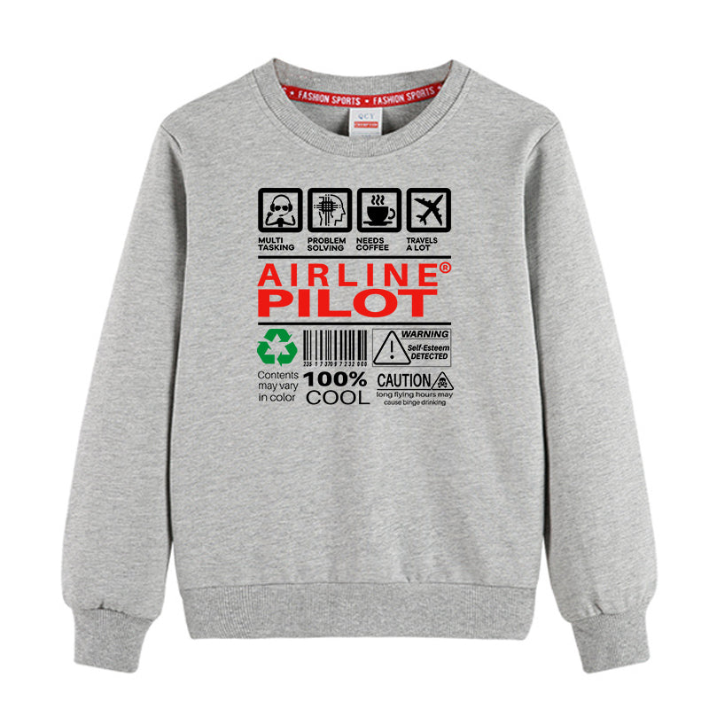 Airline Pilot Label Designed "CHILDREN" Sweatshirts