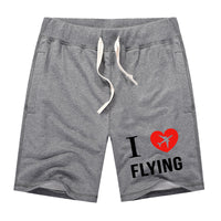 Thumbnail for I Love Flying Designed Cotton Shorts