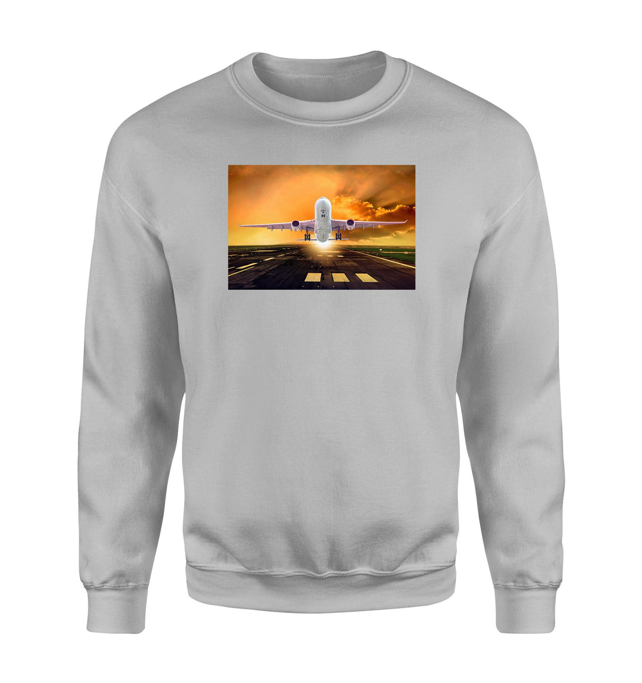Amazing Departing Aircraft Sunset & Clouds Behind Designed Sweatshirts