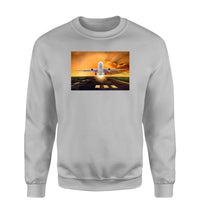 Thumbnail for Amazing Departing Aircraft Sunset & Clouds Behind Designed Sweatshirts