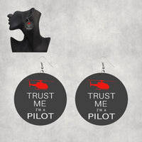 Thumbnail for Trust Me I'm a Pilot (Helicopter) Designed Wooden Drop Earrings