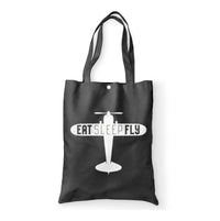 Thumbnail for Eat Sleep Fly & Propeller Designed Tote Bags