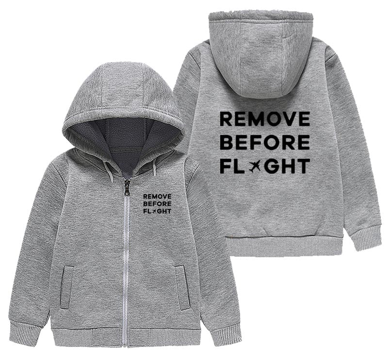 Remove Before Flight Designed "CHILDREN" Zipped Hoodies