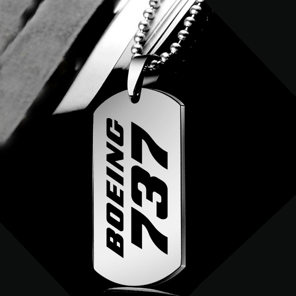 Boeing 737 & Text Designed Metal Necklaces