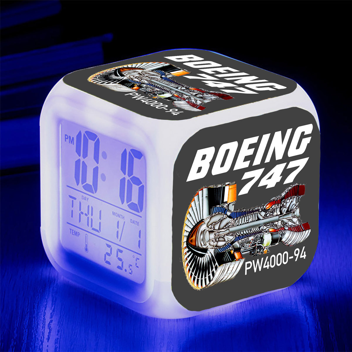 Boeing 747 & PW4000-94 Engine Designed "7 Colour" Digital Alarm Clock