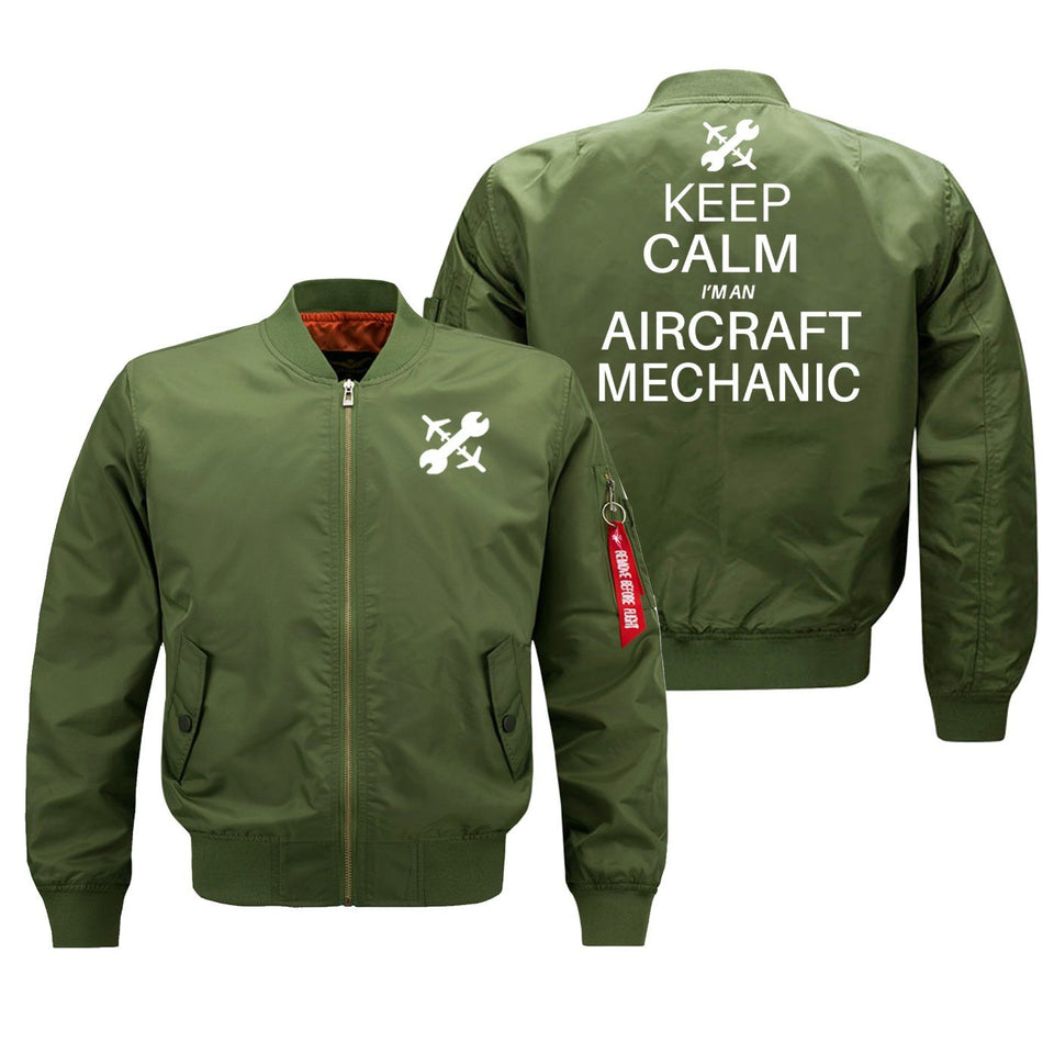 Keep Calm I'm an Aircraft Mechanic Designed Bomber Jackets (Customizable) Pilot Eyes Store Green (Thin) M (US XS) 
