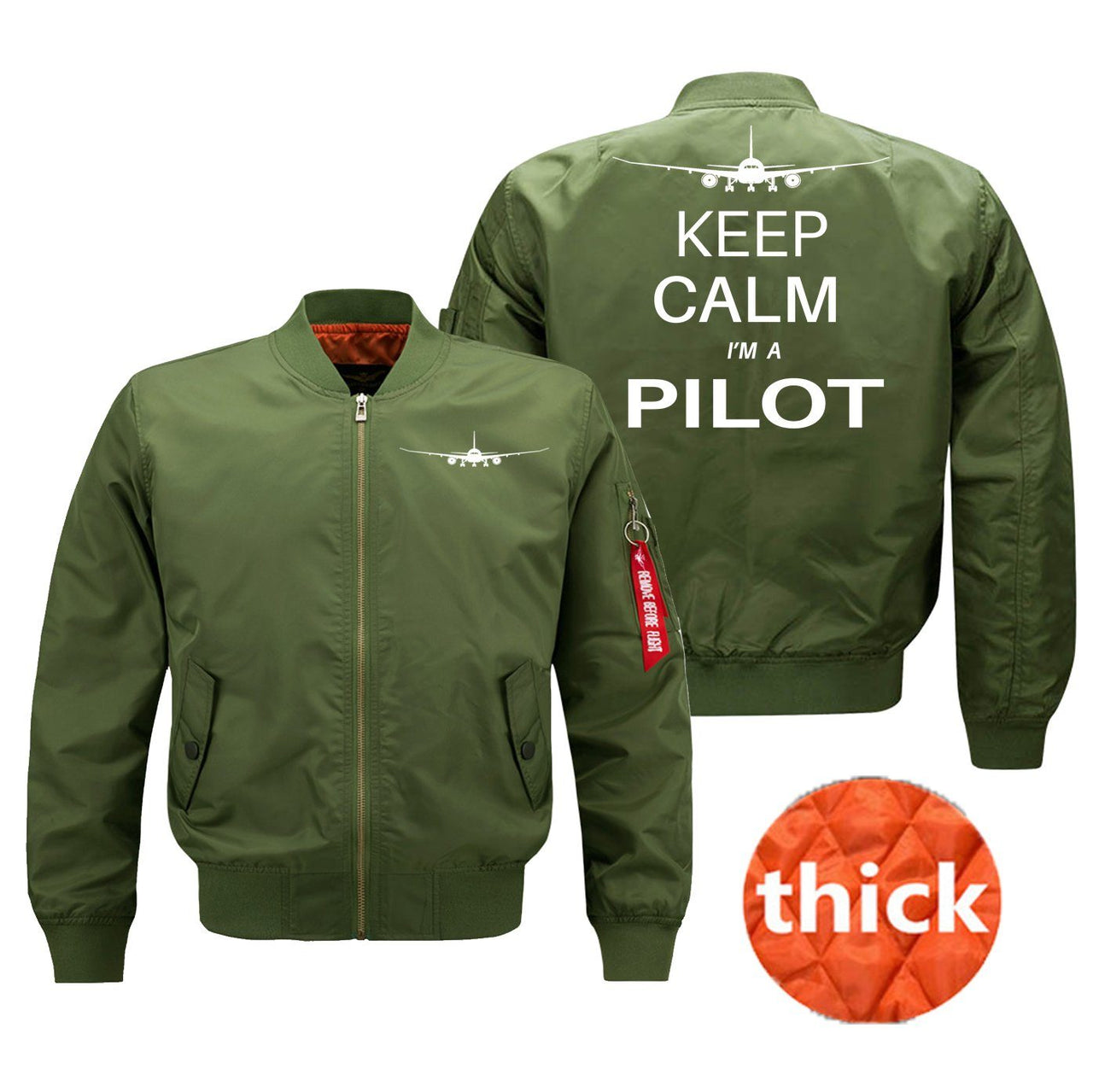 Keep Calm I'm a Pilot Designed Pilot Jackets (Customizable) Pilot Eyes Store Green (Thick) M (US XS) 