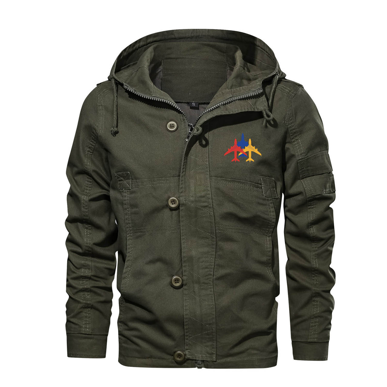 Colourful 3 Airplanes Designed Cotton Jackets