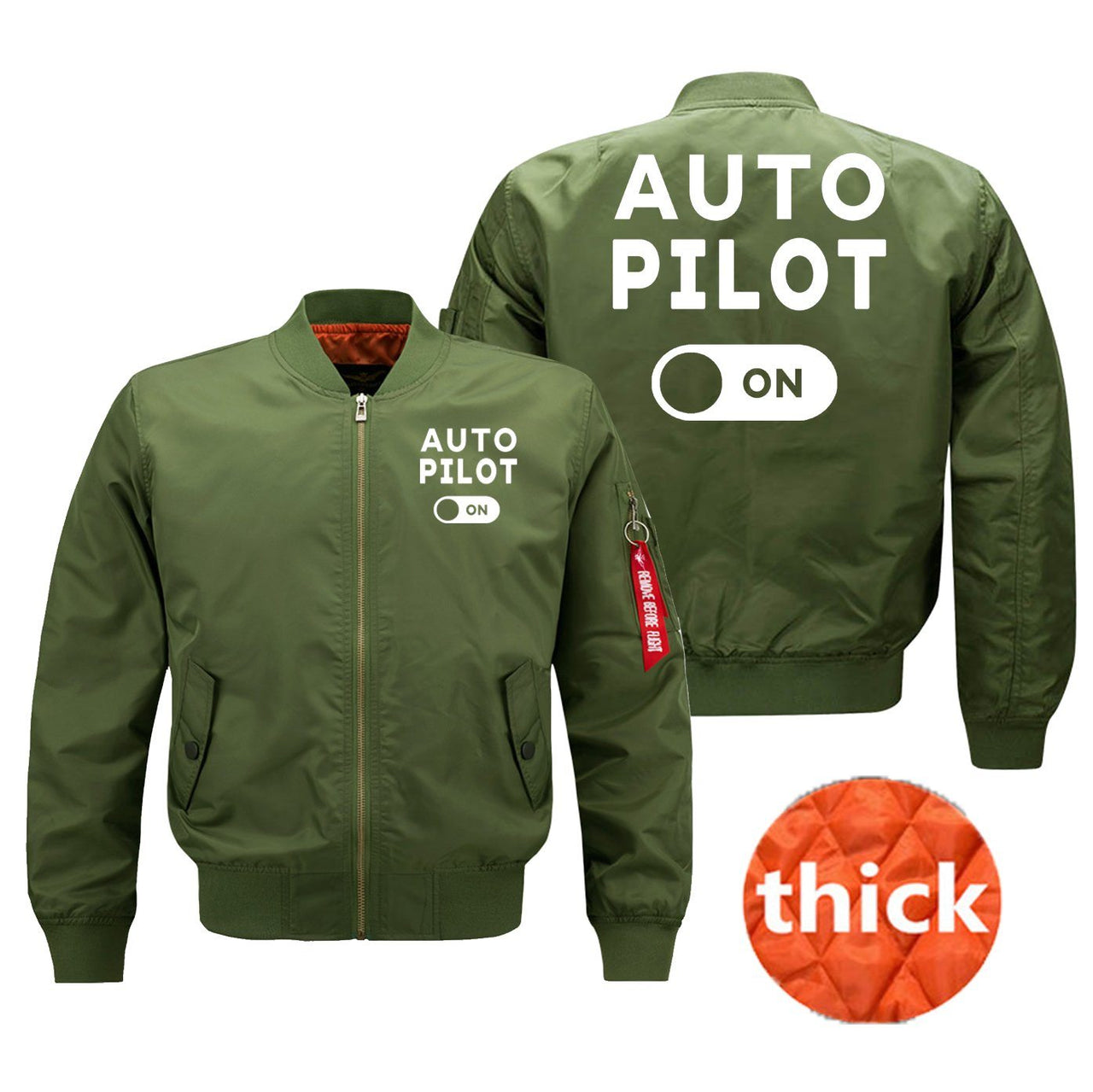 Auto Pilot ON Designed Pilot Jackets (Customizable) Pilot Eyes Store Green (Thick) M (US XS) 