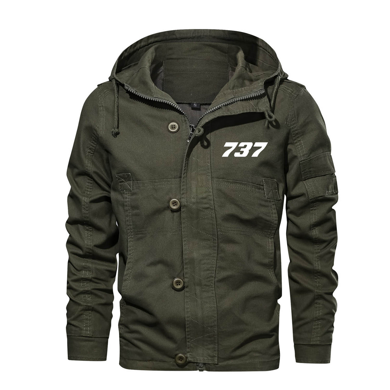 737 Flat Text Designed Cotton Jackets