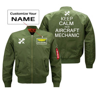 Thumbnail for Keep Calm I'm an Aircraft Mechanic Designed Bomber Jackets (Customizable) Pilot Eyes Store Green (Thin) + Name M (US XS) 