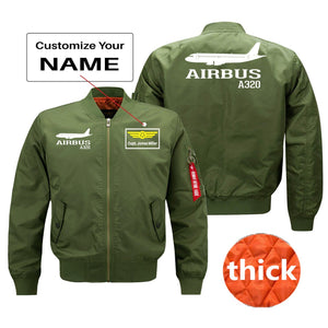 Airbus A320 Printed Pilot Jackets (Customizable) Pilot Eyes Store Green (Thick) + Name M (US XS) 