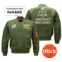 Thumbnail for Keep Calm I'm an Aircraft Mechanic Designed Bomber Jackets (Customizable) Pilot Eyes Store Green (Thick) + Name M (US XS) 