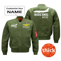 Thumbnail for Boeing 737 Printed Pilot Jackets (Customizable) Pilot Eyes Store Green (Thick) + Name M (US XS) 