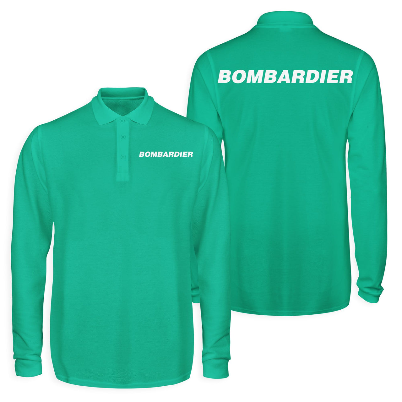 Bombardier & Text Designed Long Sleeve Polo T-Shirts (Double-Side)