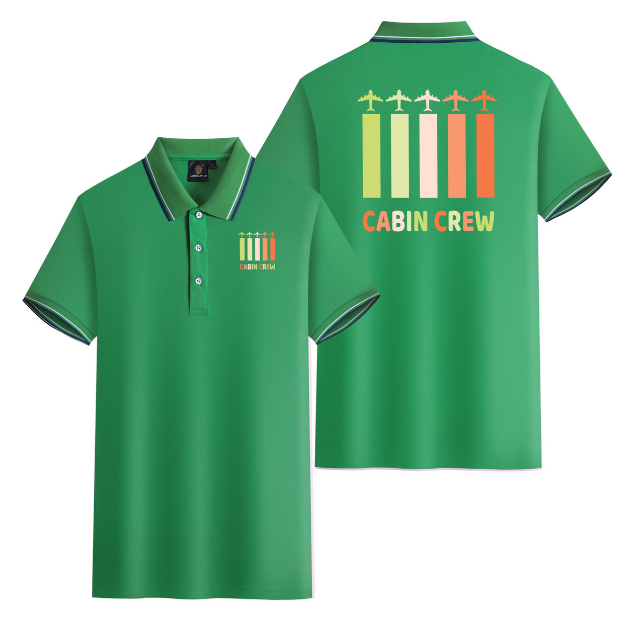 Colourful Cabin Crew Designed Stylish Polo T-Shirts (Double-Side)
