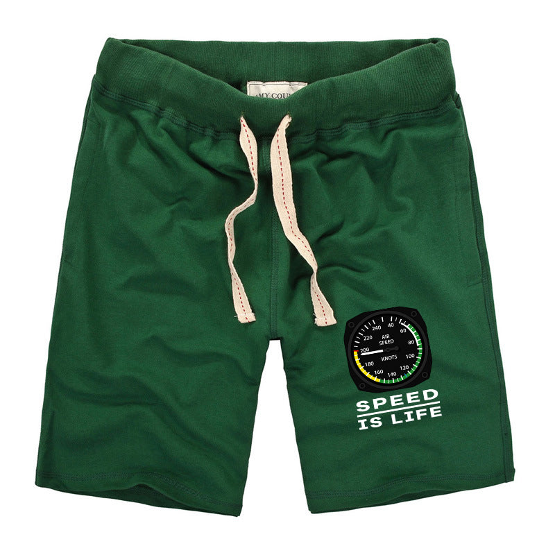 Speed Is Life Designed Cotton Shorts