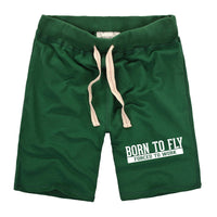 Thumbnail for Born To Fly Forced To Work Designed Cotton Shorts