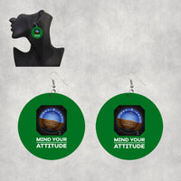 Thumbnail for Mind Your Attitude Designed Wooden Drop Earrings