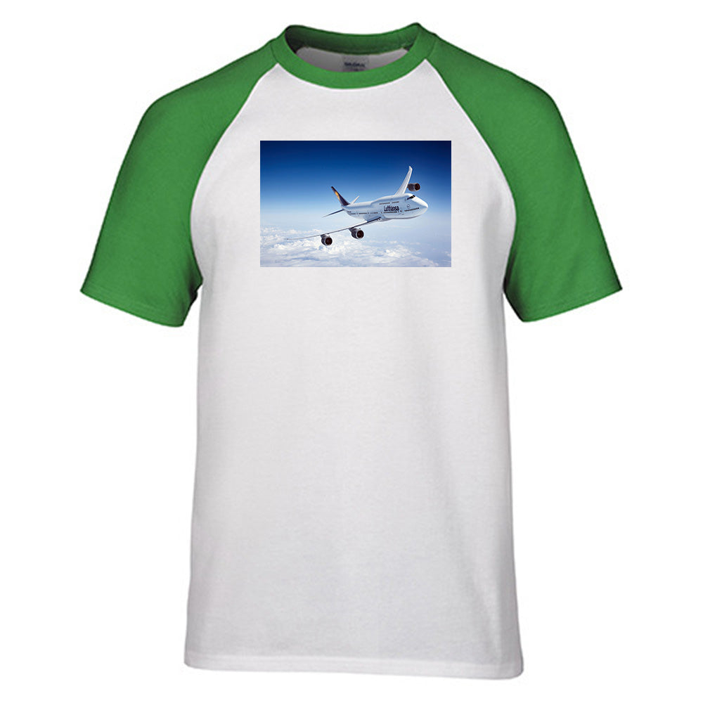 Cruising Lufthansa's Boeing 747 Designed Raglan T-Shirts