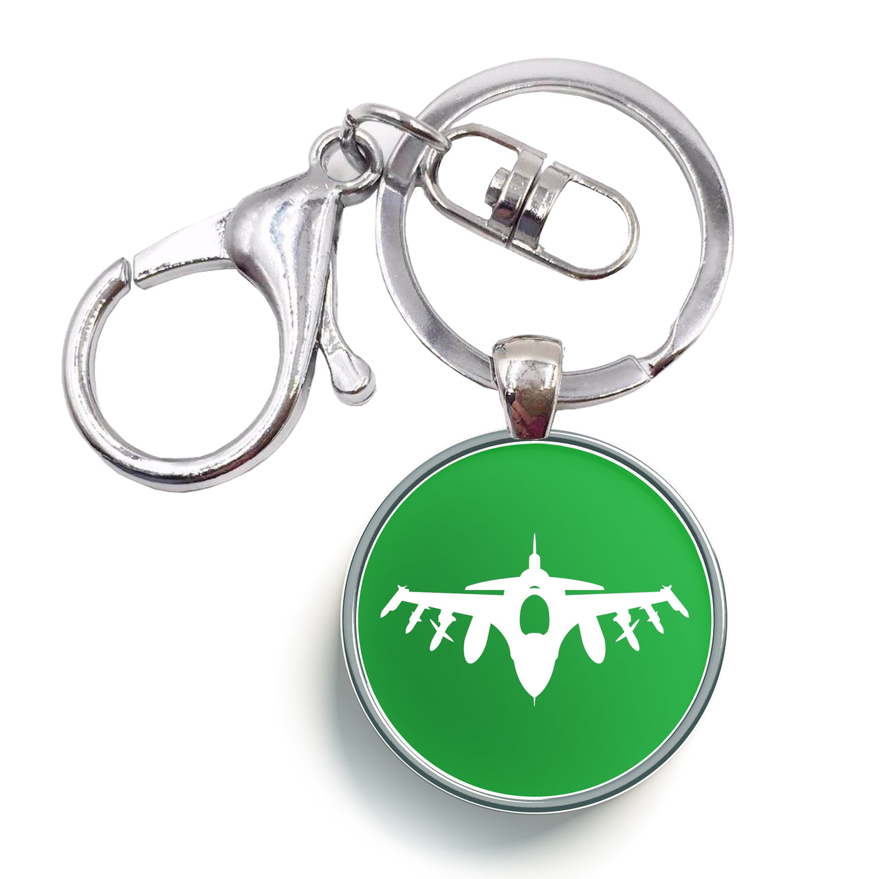 Fighting Falcon F16 Silhouette Designed Circle Key Chains