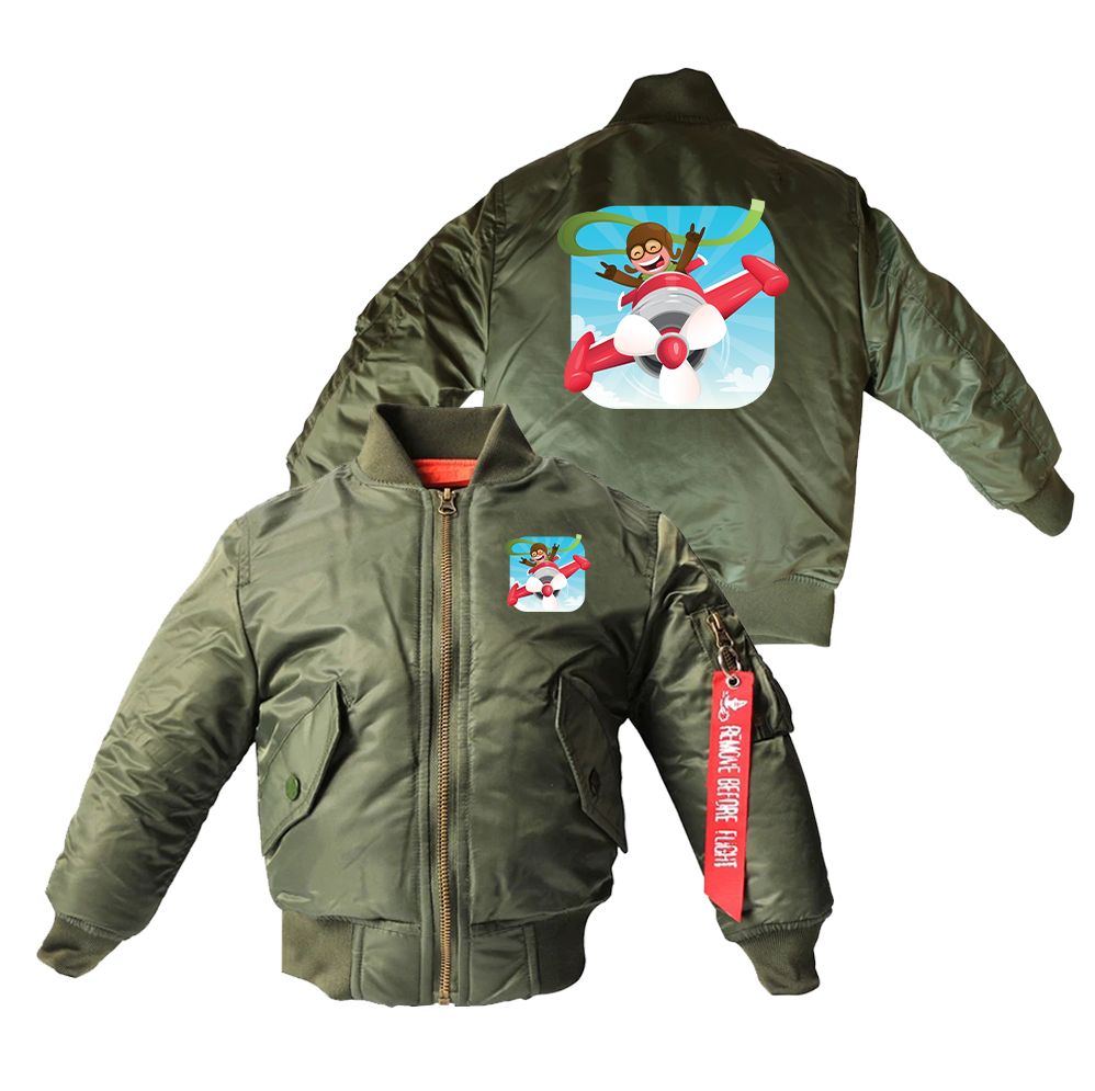 Happy Pilot Designed Children Bomber Jackets