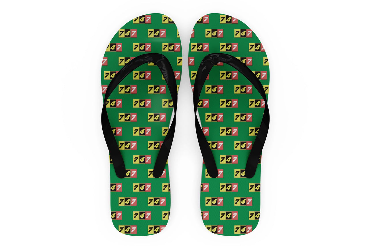 Flat Colourful 747 Designed Slippers (Flip Flops)