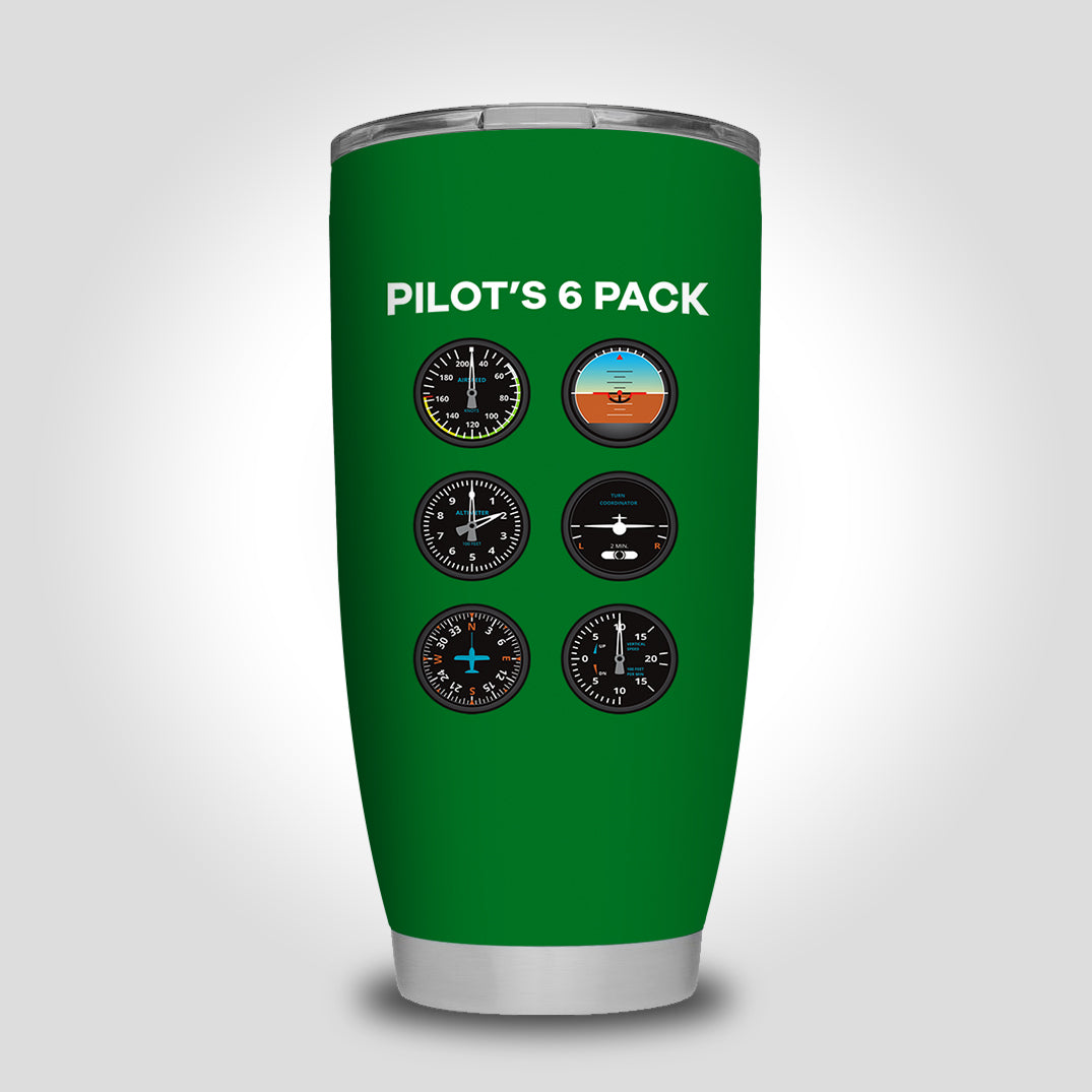 Pilot's 6 Pack Designed Tumbler Travel Mugs