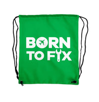Thumbnail for Born To Fix Airplanes Designed Drawstring Bags