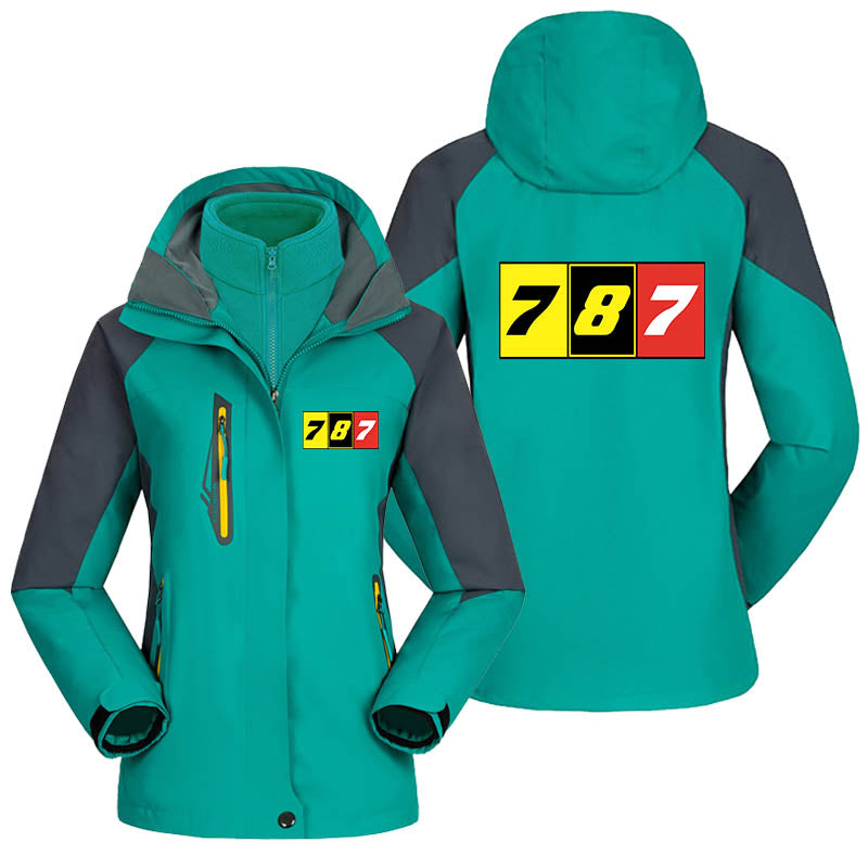 Flat Colourful 787 Designed Thick "WOMEN" Skiing Jackets