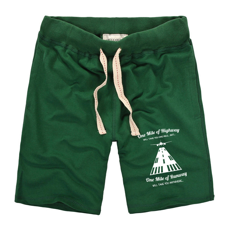 One Mile of Runway Will Take you Anywhere Designed Cotton Shorts