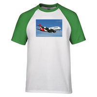Thumbnail for Landing Qantas A380 Designed Raglan T-Shirts