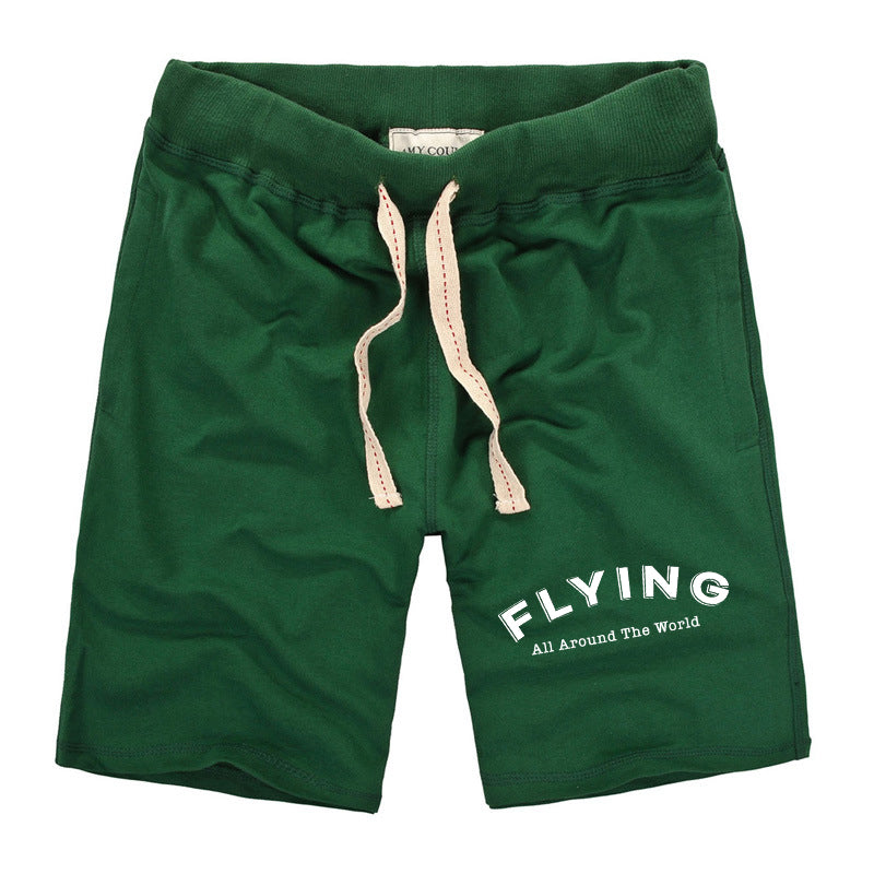 Flying All Around The World Designed Cotton Shorts