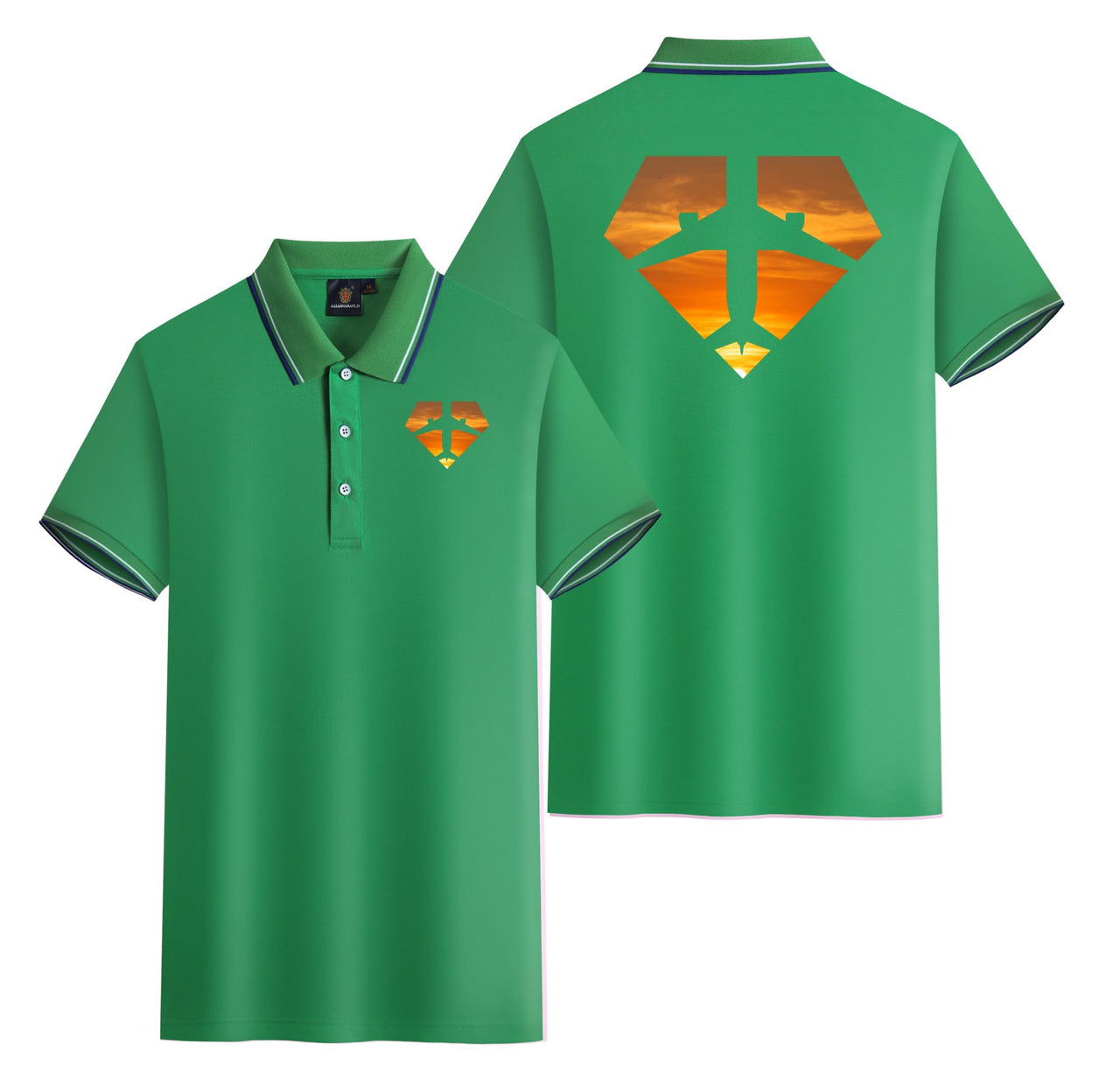Supermen of The Skies (Sunset) Designed Stylish Polo T-Shirts (Double-Side)
