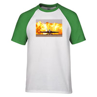 Thumbnail for Face to Face with Air Force Jet & Flames Designed Raglan T-Shirts
