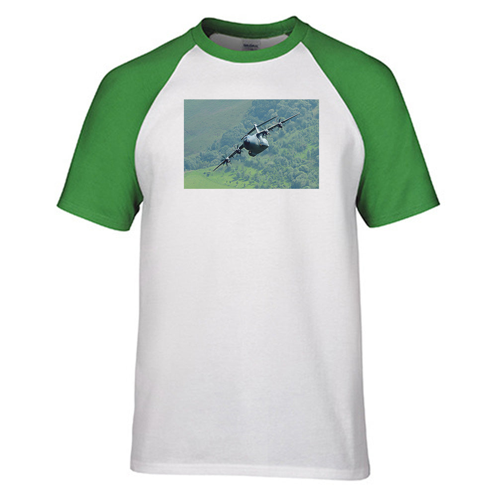 Cruising Airbus A400M Designed Raglan T-Shirts