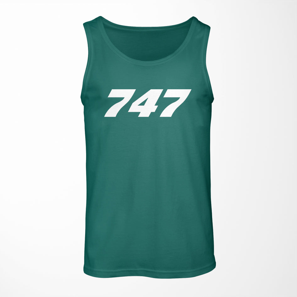 747 Flat Text Designed Tank Tops