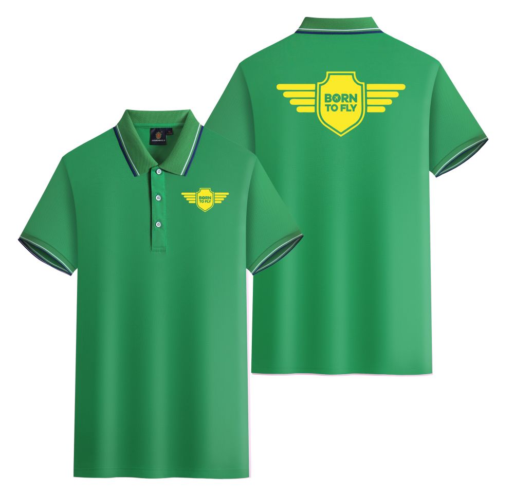 Born To Fly & Badge Designed Stylish Polo T-Shirts (Double-Side)
