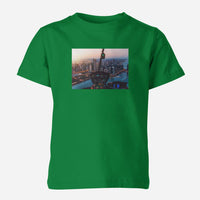 Thumbnail for Amazing City View from Helicopter Cockpit Designed Children T-Shirts