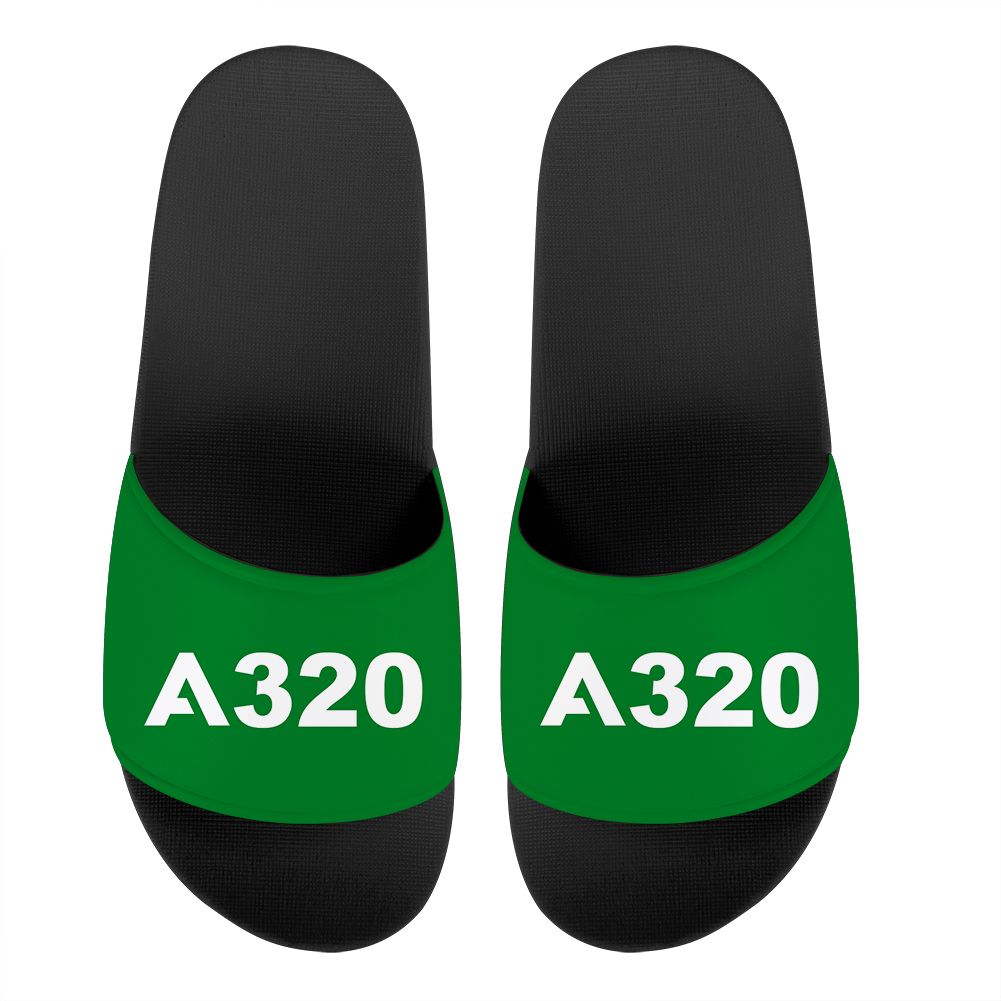 A320 Flat Text Designed Sport Slippers