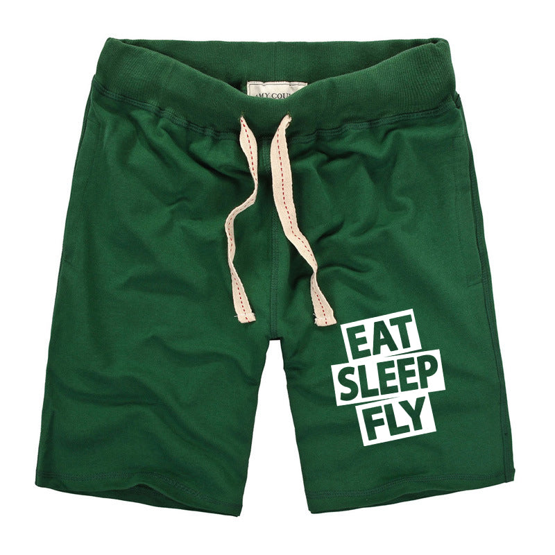 Eat Sleep Fly Designed Cotton Shorts
