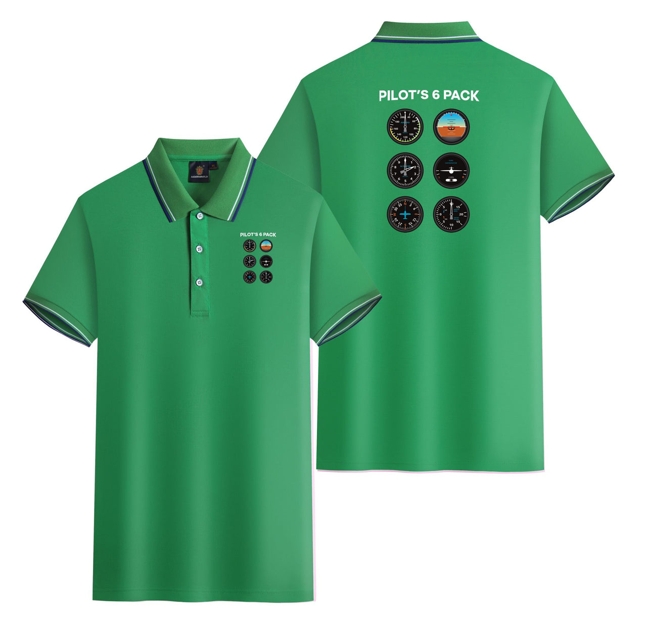 Pilot's 6 Pack Designed Stylish Polo T-Shirts (Double-Side)